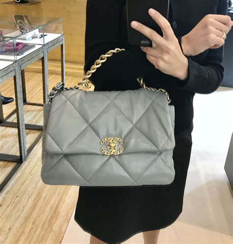 chanel 19 gray|Chanel 19 handbags.